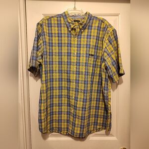 Chaps Yellow and Blue Plaid Button Down Shirt